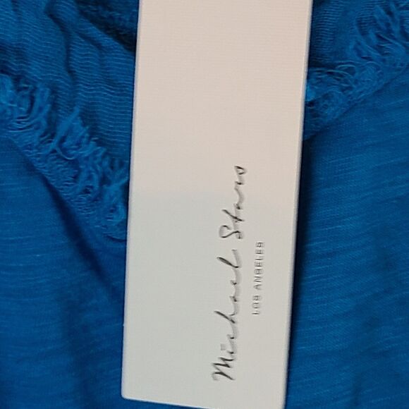 New MICHAEL STARS Womens (3X) Blue (Pacific) Dina Fabric Mix V-Neck Tank Top $98 - Picture 9 of 10